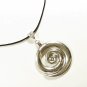 Spiral Pendant Necklace for Men, Black Cord, Silver