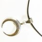Horn Pendant Necklace for Men, Black Cord, Silver