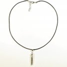 Bullet Pendant Necklace for Men, Black Cord, Silver