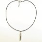 Bullet Pendant Necklace for Men, Black Cord, Silver