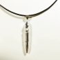 Bullet Pendant Necklace for Men, Black Cord, Silver