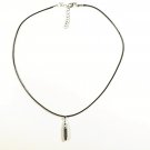 Bullet Pendant Necklace for Men, Black Cord, Silver