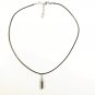 Bullet Pendant Necklace for Men, Black Cord, Silver