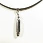Bullet Pendant Necklace for Men, Black Cord, Silver