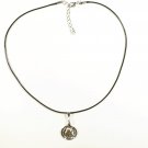 Coin Pendant Necklace for Men, Black Cord, Silver