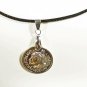 Coin Pendant Necklace for Men, Black Cord, Silver