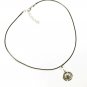 Coin Pendant Necklace for Men, Black Cord, Silver