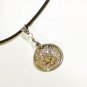 Coin Pendant Necklace for Men, Black Cord, Silver