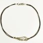 Silver Wing Anklet for Men, Black Cord