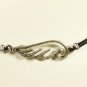 Silver Wing Anklet for Men, Black Cord