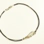 Silver Wing Anklet for Men, Black Cord