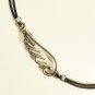 Silver Wing Anklet for Men, Black Cord