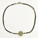 Sahasrara Pendant Anklet for Men, Black Cord, Silver