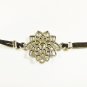 Sahasrara Pendant Anklet for Men, Black Cord, Silver