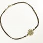 Sahasrara Pendant Anklet for Men, Black Cord, Silver
