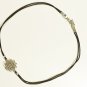 Sahasrara Pendant Anklet for Men, Black Cord, Silver