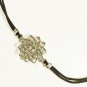 Sahasrara Pendant Anklet for Men, Black Cord, Silver