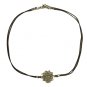 Sahasrara Pendant Anklet for Men, Black Cord, Silver