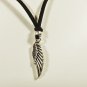 Wing Pendant Necklace for Men, Black Suede, Silver