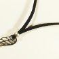 Wing Pendant Necklace for Men, Black Suede, Silver