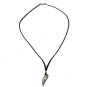 Wing Pendant Necklace for Men, Black Suede, Silver