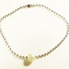 White Pearl Surgical Stainless Steel Ball Chain Bracelet for Men, Silver