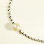 White Pearl Surgical Stainless Steel Ball Chain Bracelet for Men, Silver