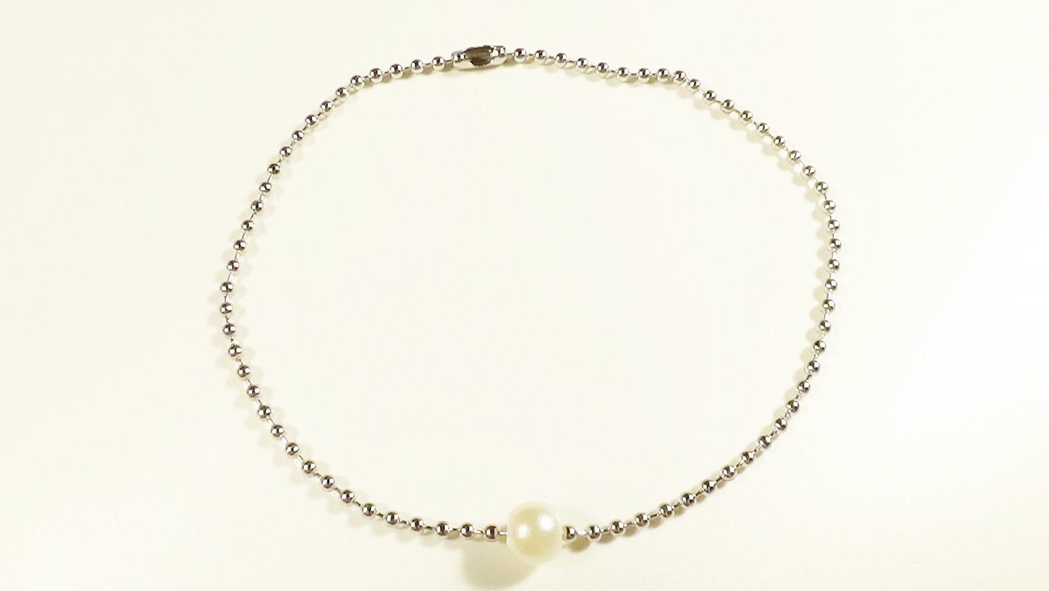 White Pearl Surgical Stainless Steel Ball Chain Anklet for Men, Silver