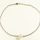 White Pearl Surgical Stainless Steel Ball Chain Anklet for Men, Silver