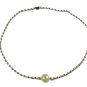 White Pearl Surgical Stainless Steel Ball Chain Anklet for Men, Silver