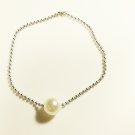 White Pearl Surgical Stainless Steel Ball Chain Bracelet, Silver