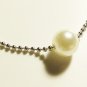White Pearl Surgical Stainless Steel Ball Chain Bracelet, Silver