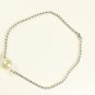 White Pearl Surgical Stainless Steel Ball Chain Bracelet, Silver