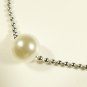 White Pearl Surgical Stainless Steel Ball Chain Bracelet, Silver