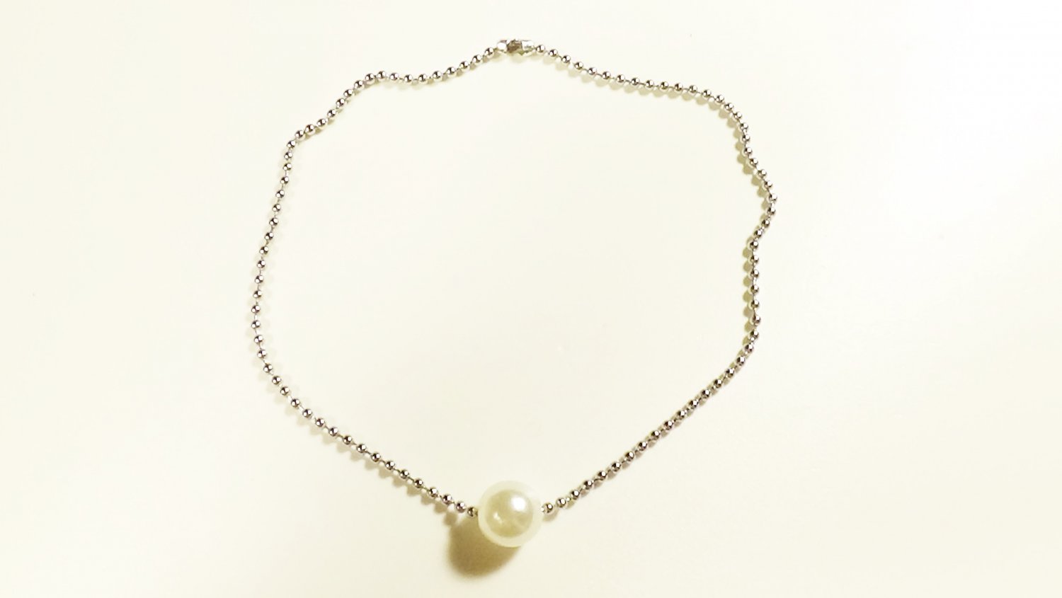 White Pearl Surgical Stainless Steel Ball Chain Anklet, Silver