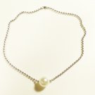 White Pearl Surgical Stainless Steel Ball Chain Anklet, Silver