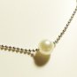 White Pearl Surgical Stainless Steel Ball Chain Anklet, Silver