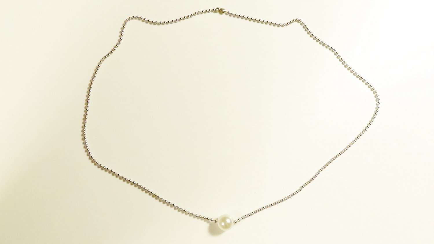 White Pearl Surgical Stainless Steel Ball Chain Necklace, Silver
