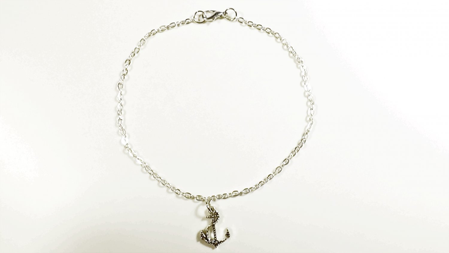 Anchor Pendant Chain Anklet for Men, Silver