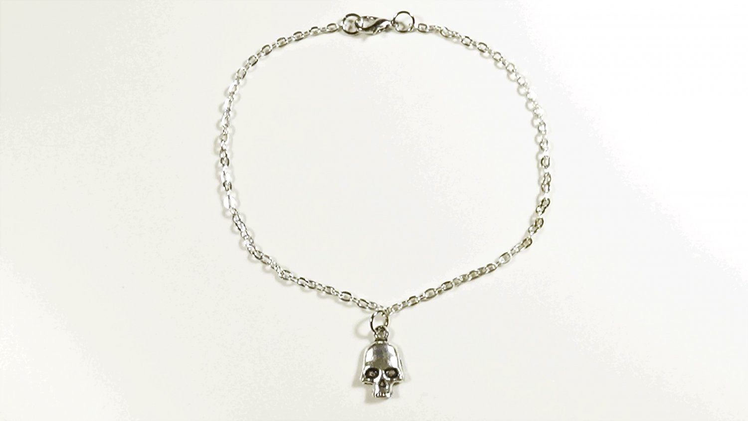 Skull Pendant Chain Anklet for Men, Silver