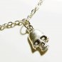 Skull Pendant Chain Anklet for Men, Silver