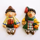 Ceramic Decorative Magnet Fridge Handmade 2 piece