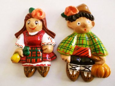 Ceramic Fridge Magnet Handmade home collection 2 piece