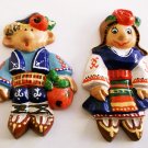 Fridge Ceramic Magnet Handmade multicolor 2 piece