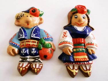 Fridge Ceramic Magnet Handmade multicolor 2 piece