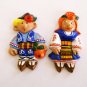 Fridge Ceramic Magnet Handmade multicolor 2 piece