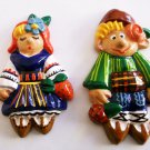 Ceramic Magnet Fridge Handmade 2 piece