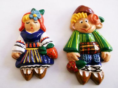 Ceramic Magnet Fridge Handmade 2 piece