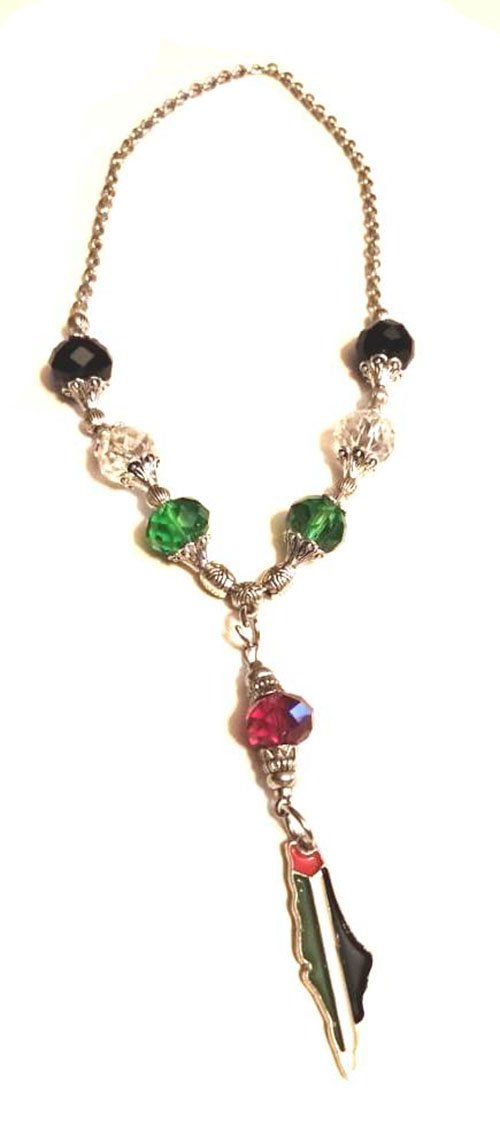 Palestine Car hanging pendant Palestine flag map with colored Cristal beads.