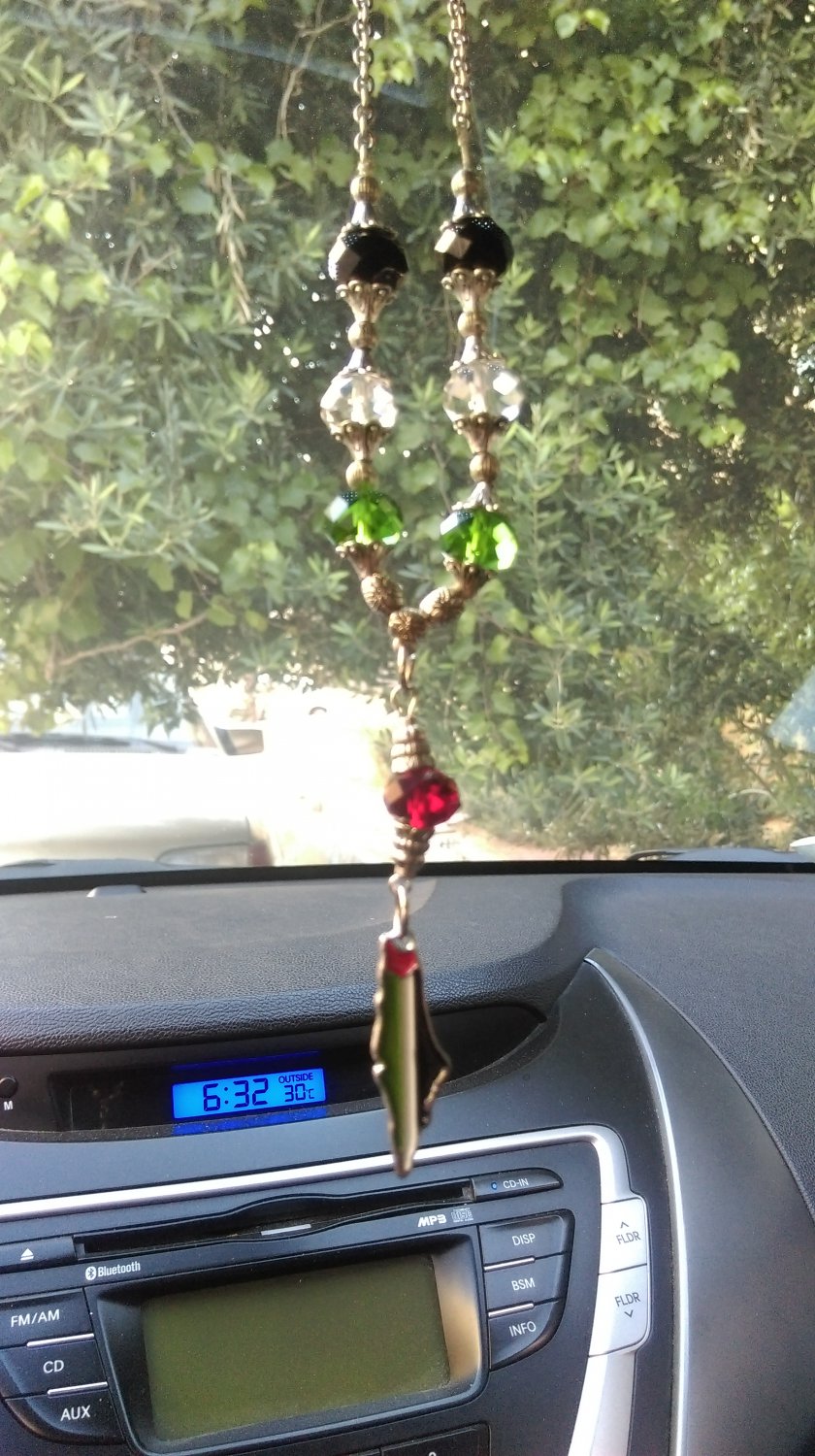 Palestine Car hanging pendant Palestine flag map with colored Cristal beads.